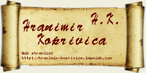 Hranimir Koprivica vizit kartica